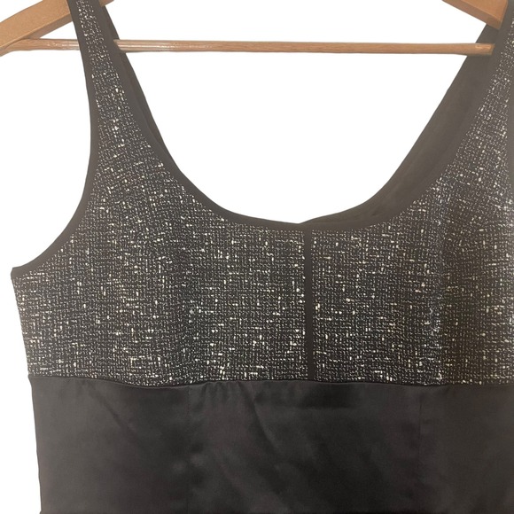 Narciso Rodriguez knee length black and white satin and tweed sleeveless dress - Picture 2 of 6